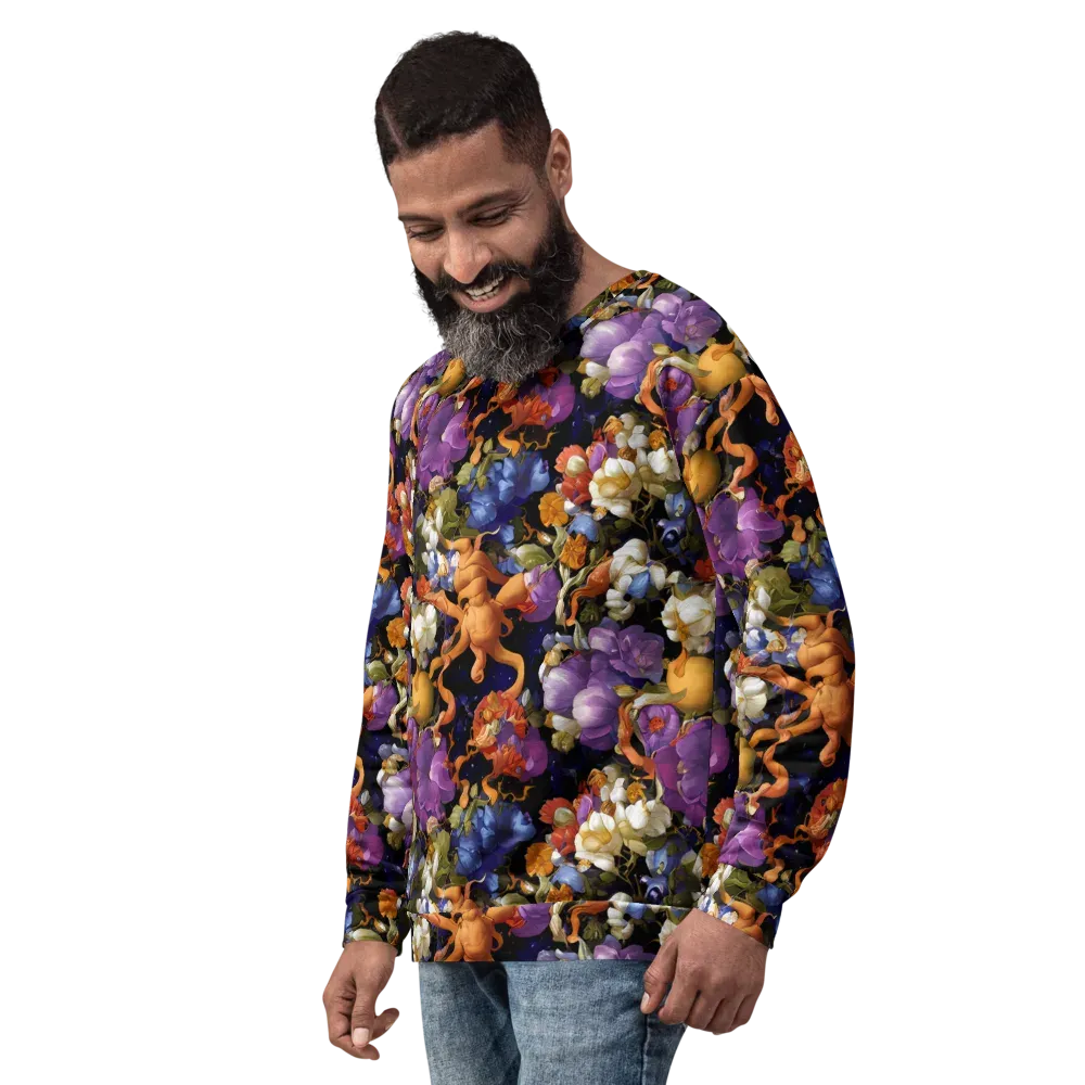 Blooming Cosmos on Sweatshirt — Left Front