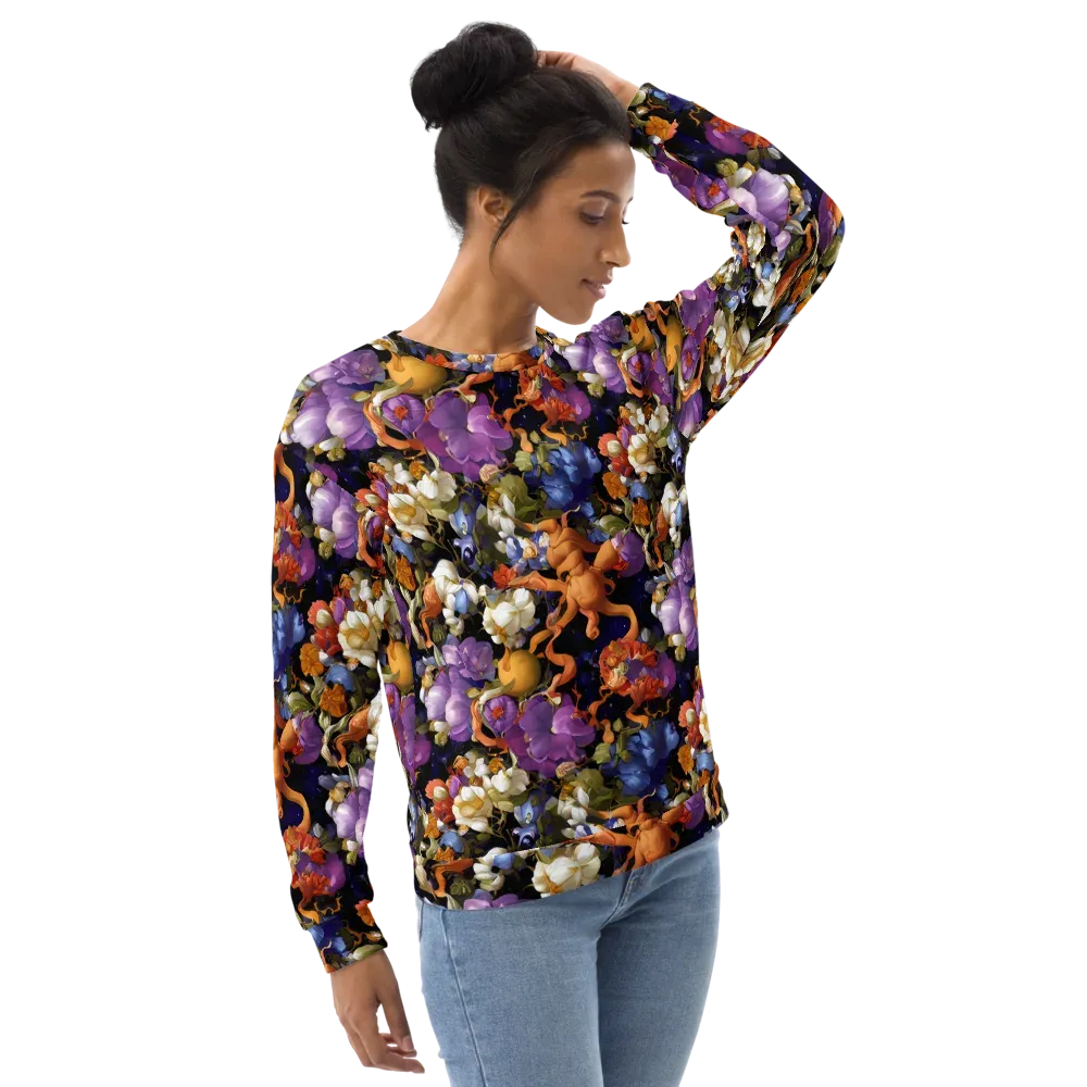 Blooming Cosmos on Sweatshirt — Right Front
