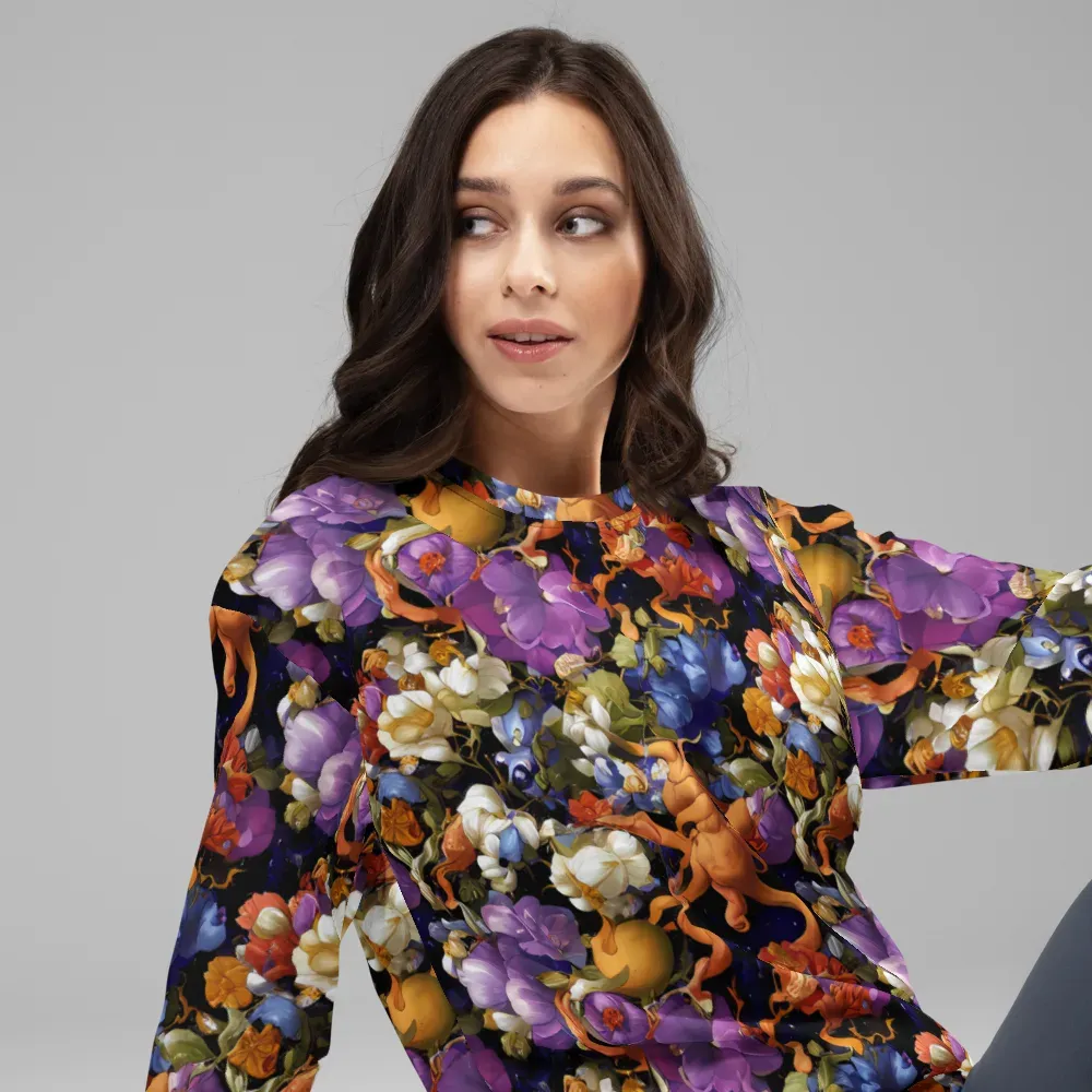 Blooming Cosmos on Sweatshirt — Right Front