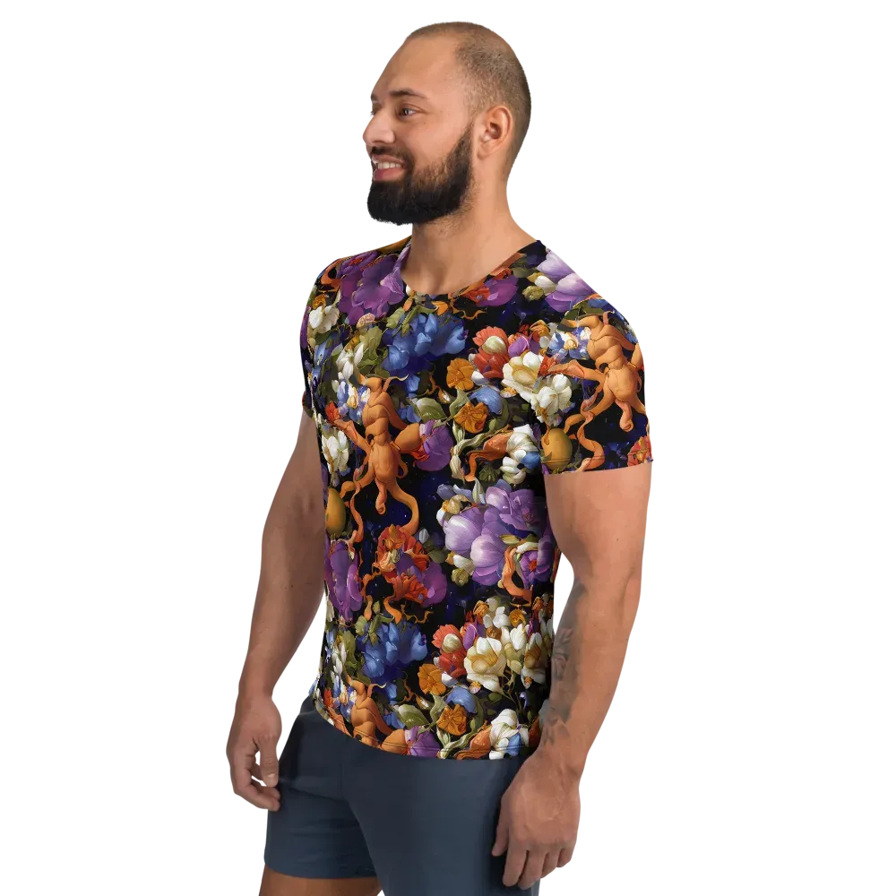 Blooming Cosmos on Men's Athletic T-Shirt — Left