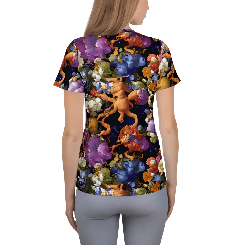 Blooming Cosmos on Women's Athletic T-Shirt — Back