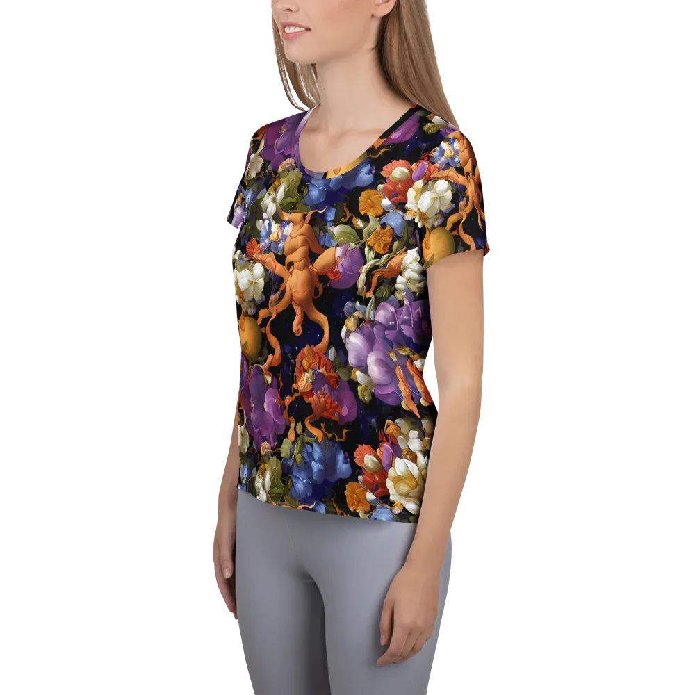 Blooming Cosmos on Women's Athletic T-Shirt — Left