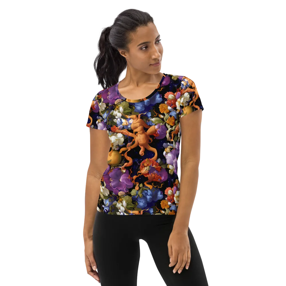 Blooming Cosmos on Women's Athletic T-Shirt — Front