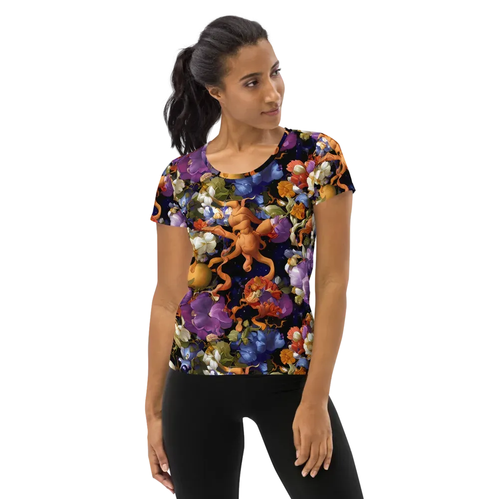 Blooming Cosmos on Women's Athletic T-Shirt — Front