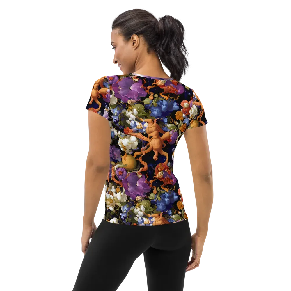 Blooming Cosmos on Women's Athletic T-Shirt — Back