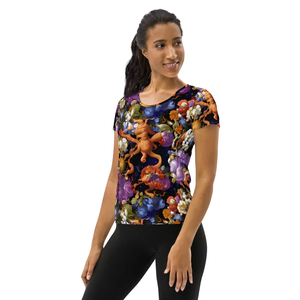Blooming Cosmos on Women's Athletic T-Shirt — Left
