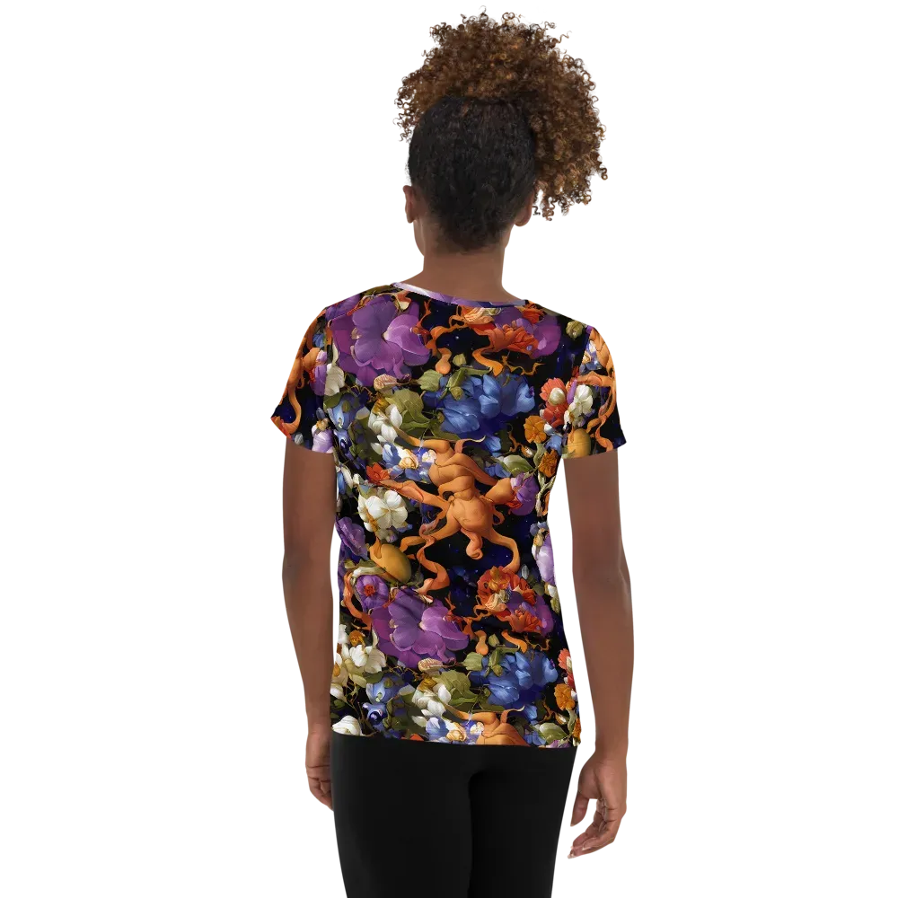Blooming Cosmos on Women's Athletic T-Shirt — Back