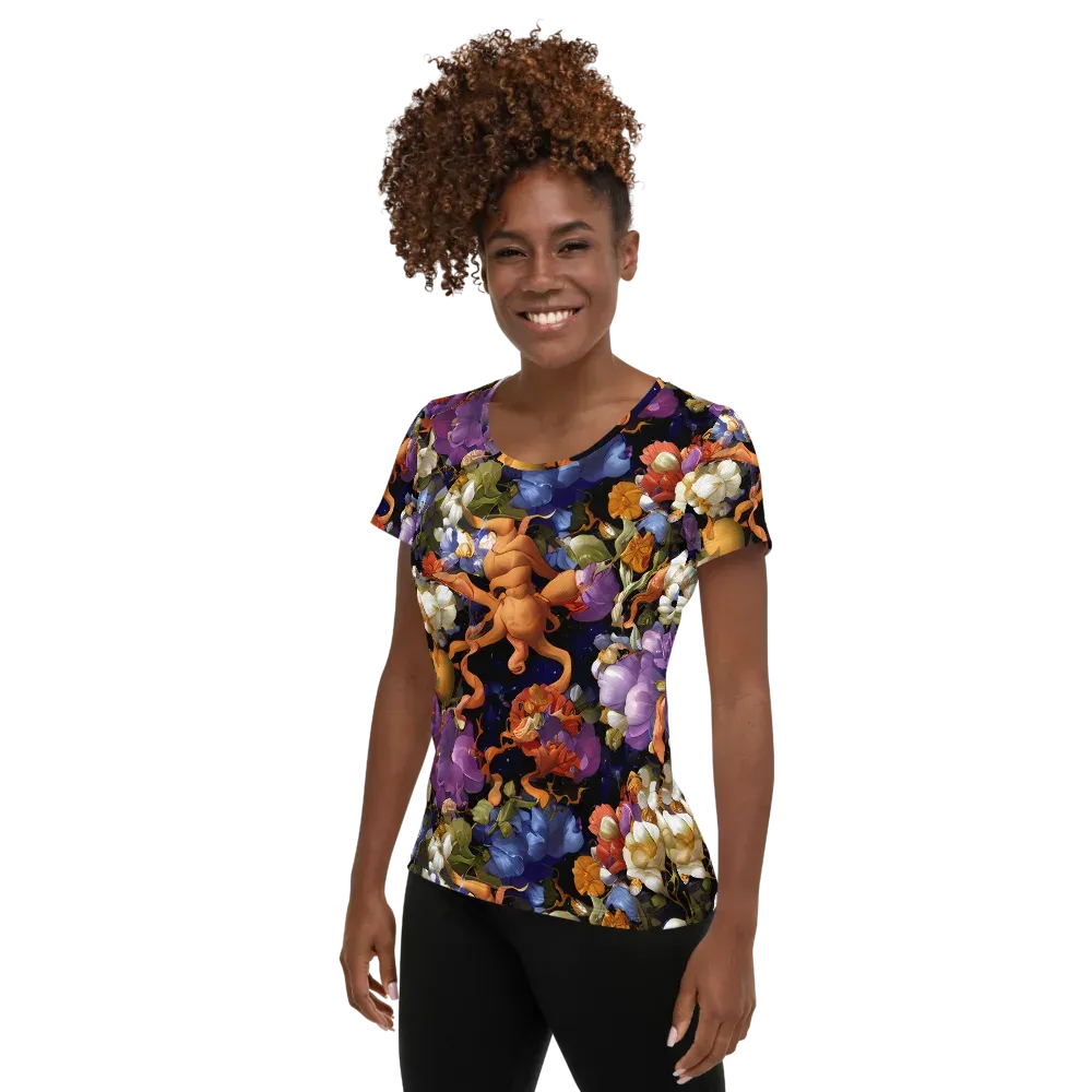 Blooming Cosmos on Women's Athletic T-Shirt — Left