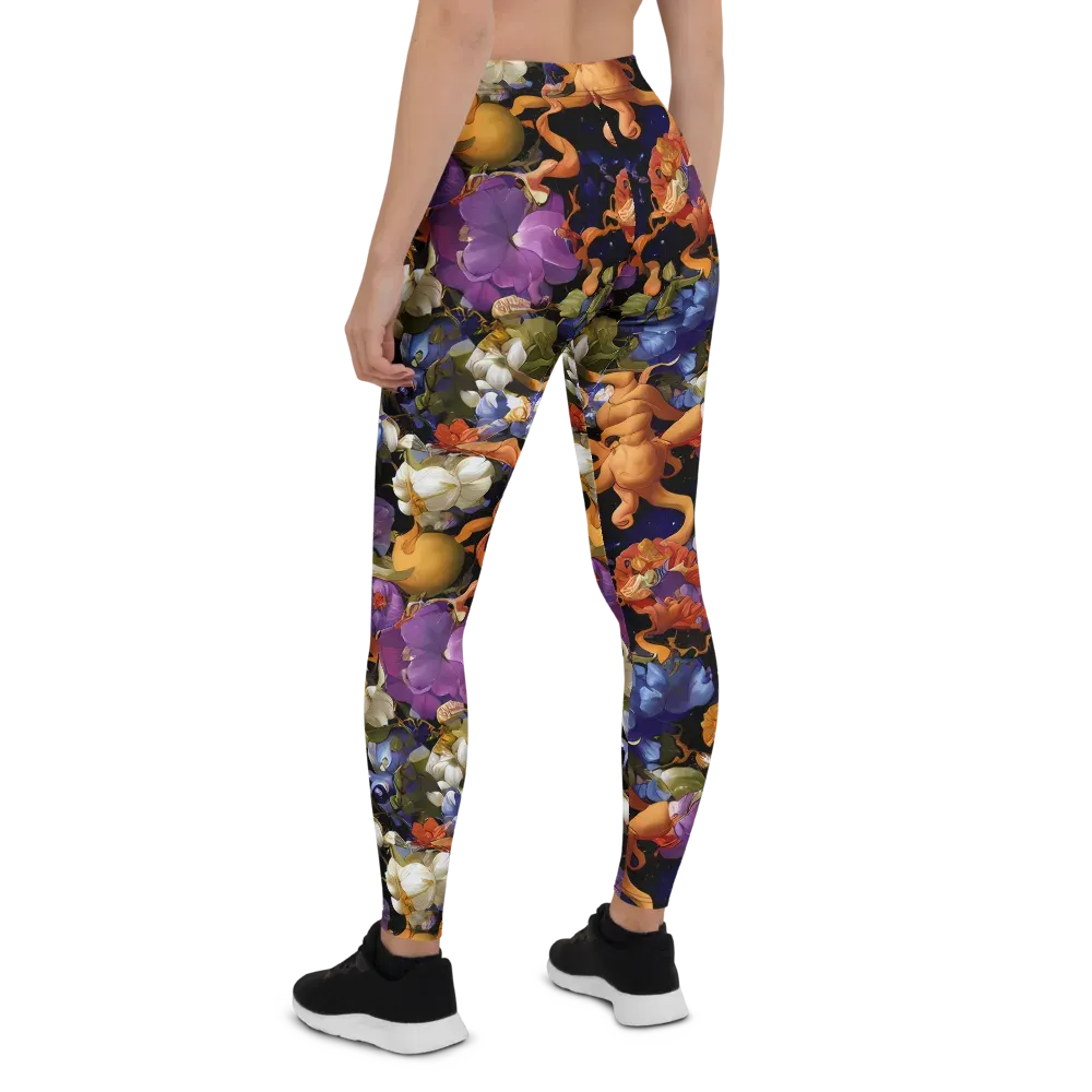 Blooming Cosmos on Leggings — Back