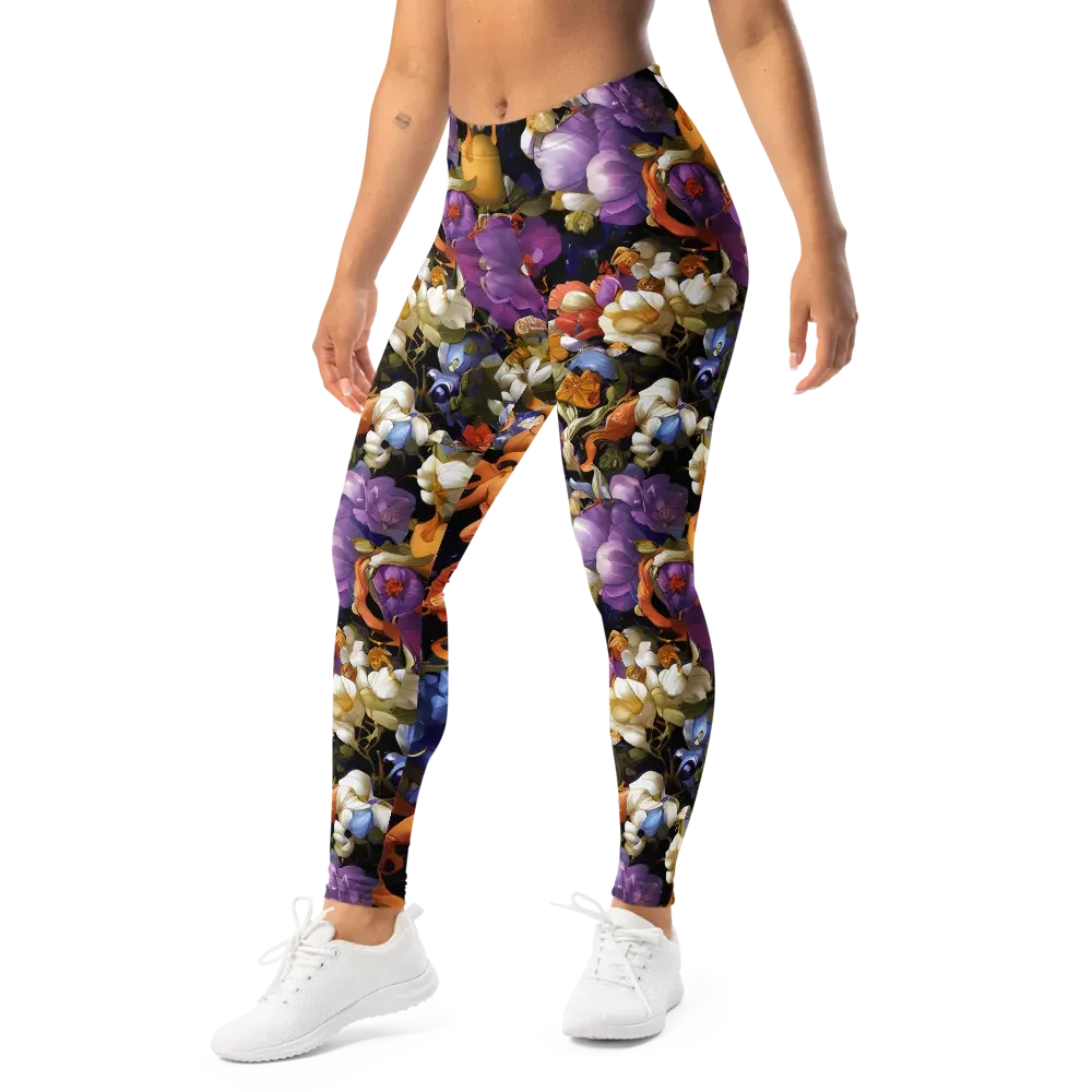 Blooming Cosmos on Leggings — Left Front