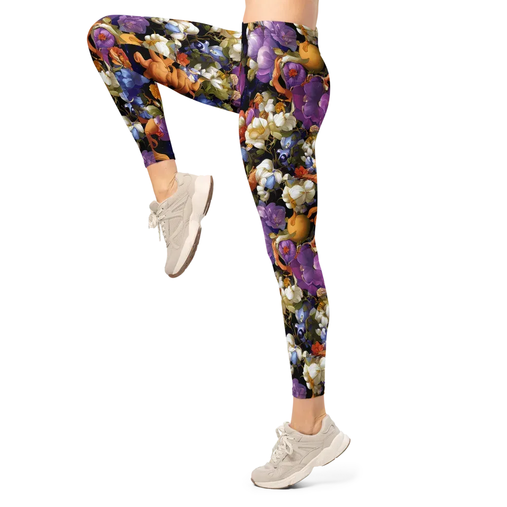 Blooming Cosmos on Leggings — Left
