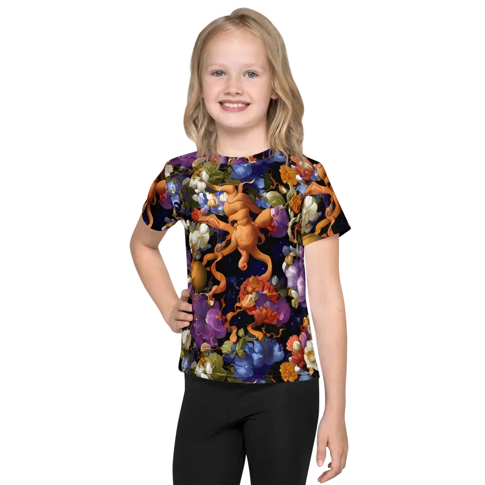 Blooming Cosmos on Kids Crew Neck T-Shirt — Front