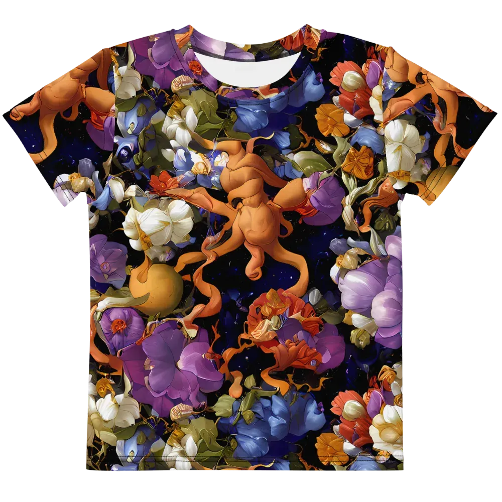 Blooming Cosmos on Kids Crew Neck T-Shirt — Front