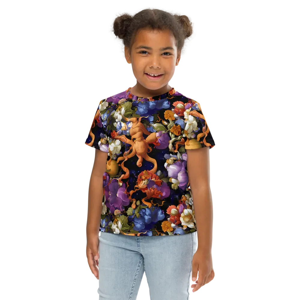 Blooming Cosmos on Kids Crew Neck T-Shirt — Front