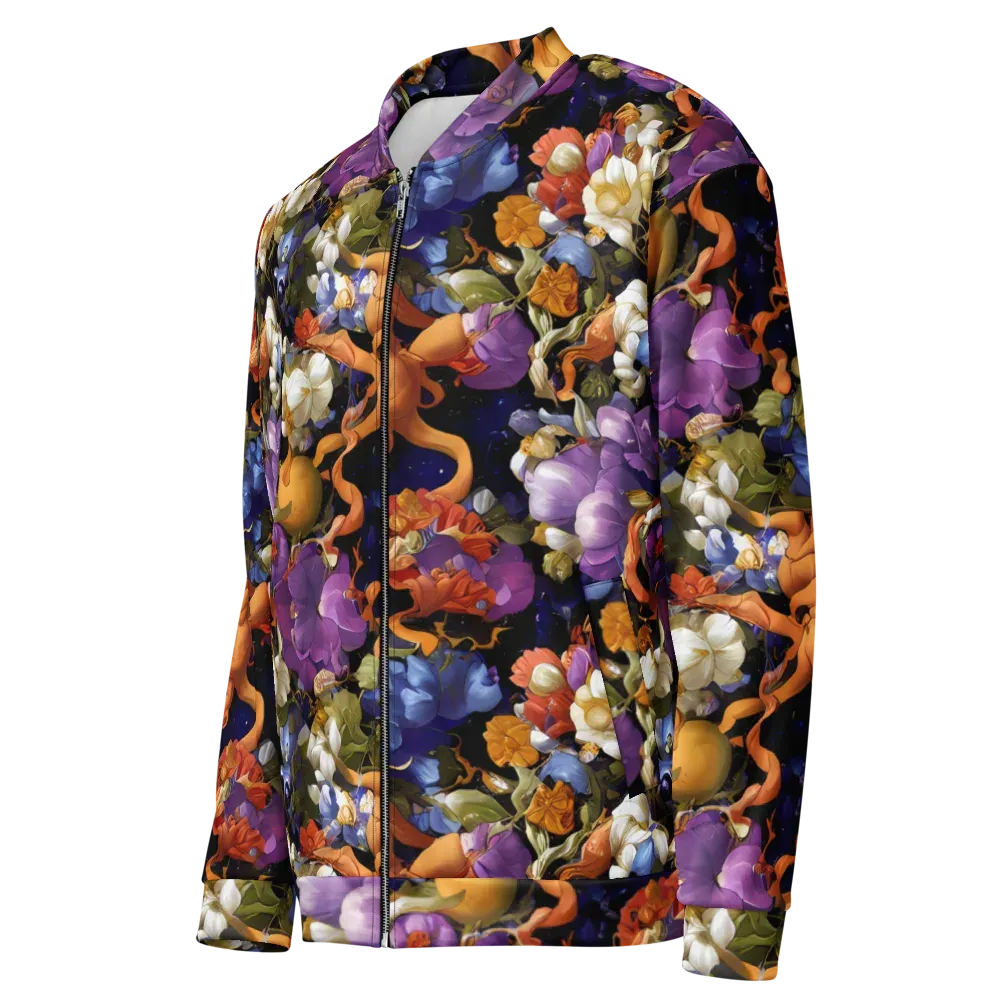 Blooming Cosmos on Bomber Jacket — Left Front