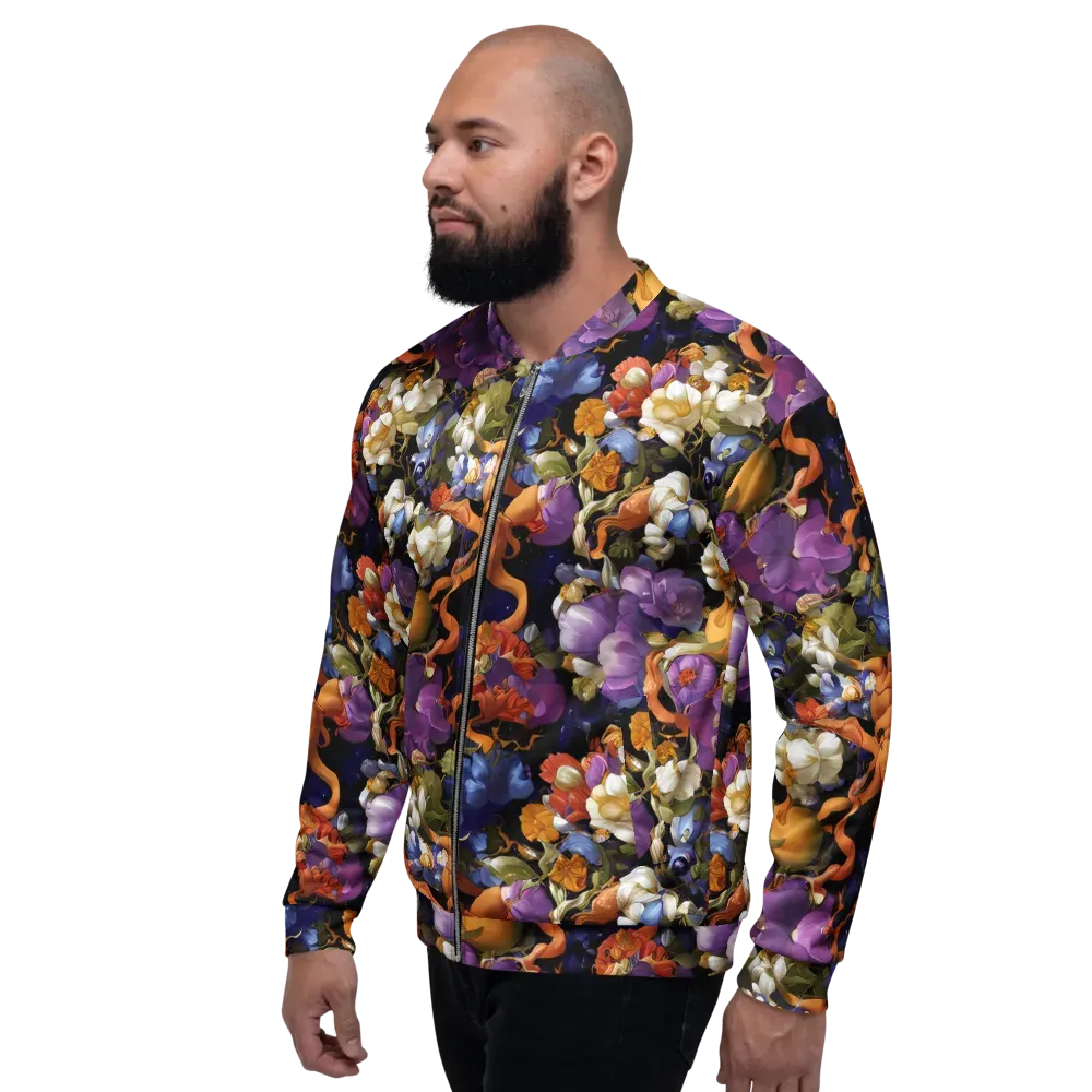 Blooming Cosmos on Bomber Jacket — Left