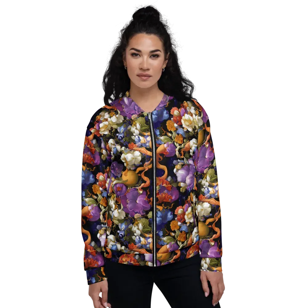 Blooming Cosmos on Bomber Jacket — Front