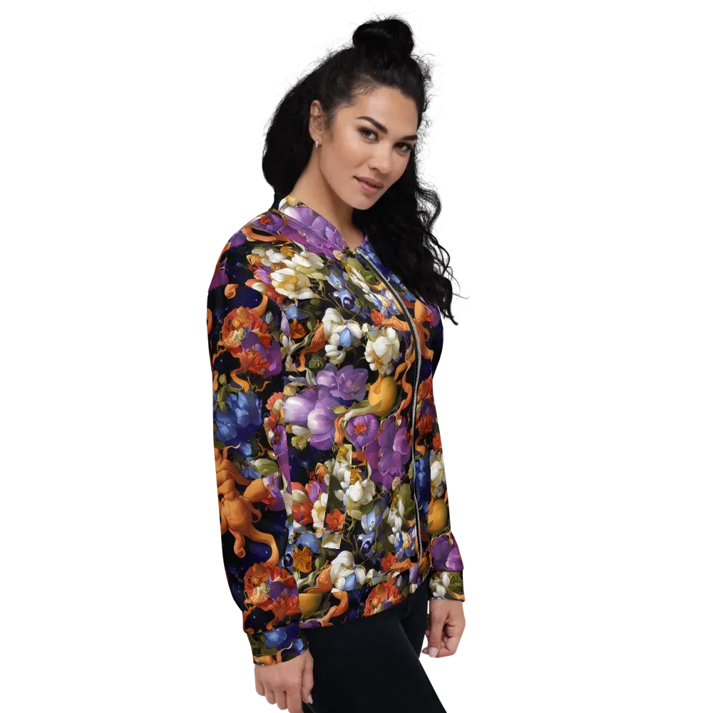 Blooming Cosmos on Bomber Jacket — Right
