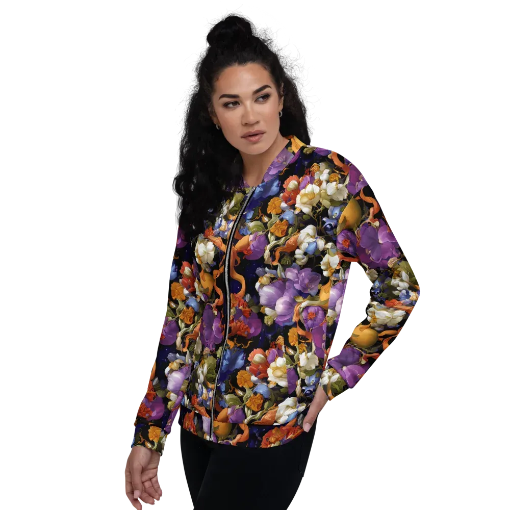 Blooming Cosmos on Bomber Jacket — Left
