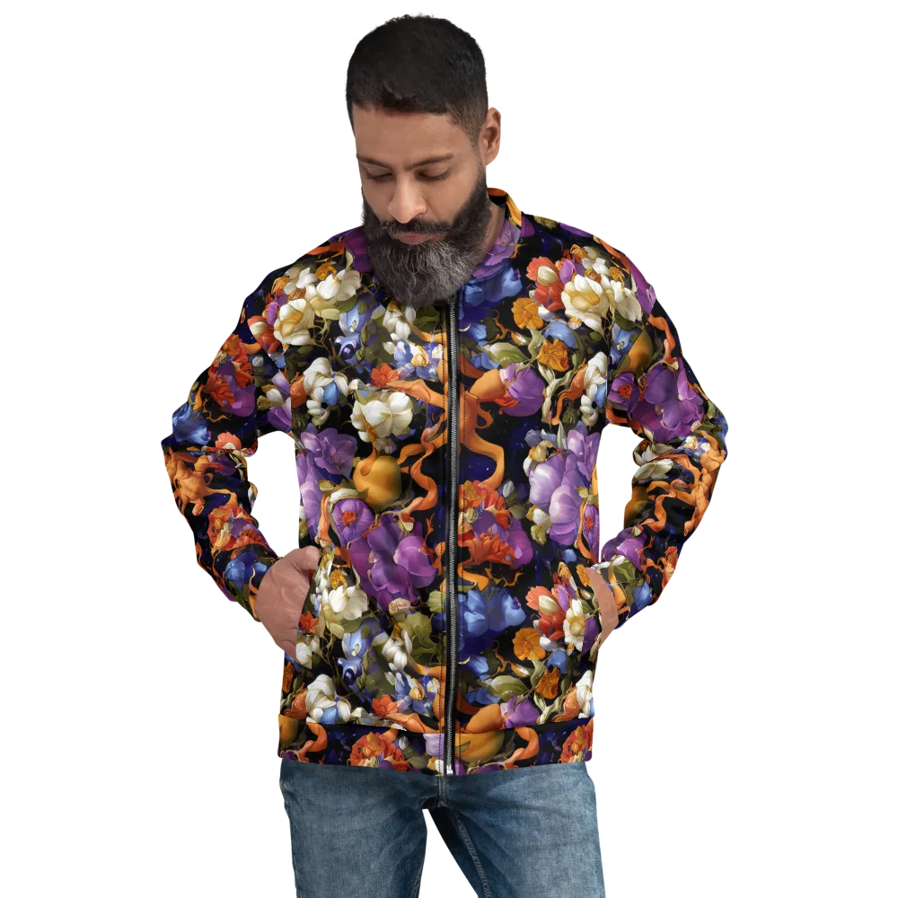 Blooming Cosmos on Bomber Jacket — Front