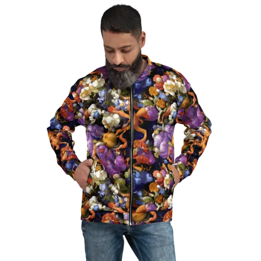 Blooming Cosmos on a Bomber Jacket