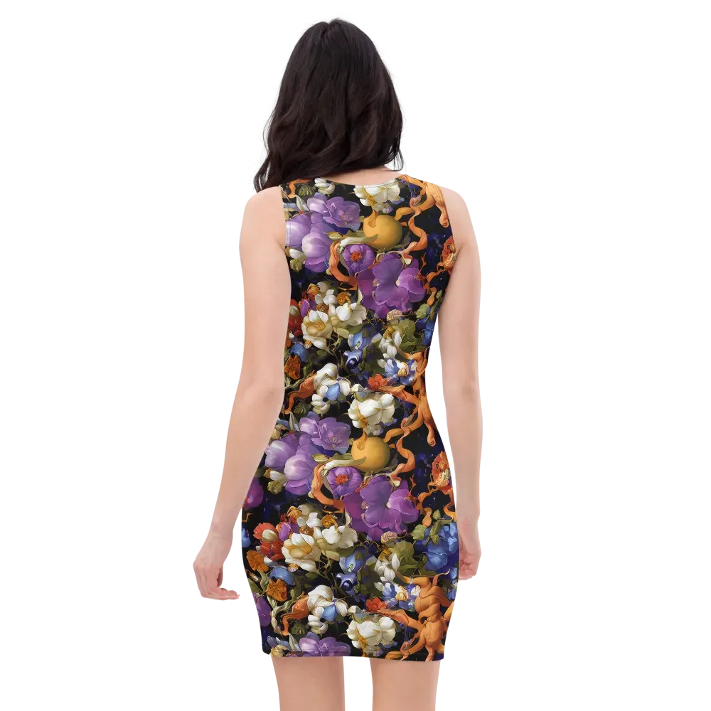 Blooming Cosmos on Bodycon Dress — Back
