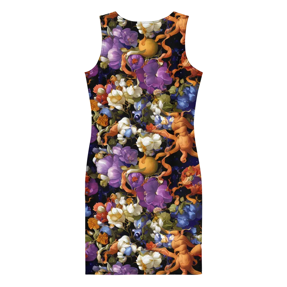 Blooming Cosmos on Bodycon Dress — Back