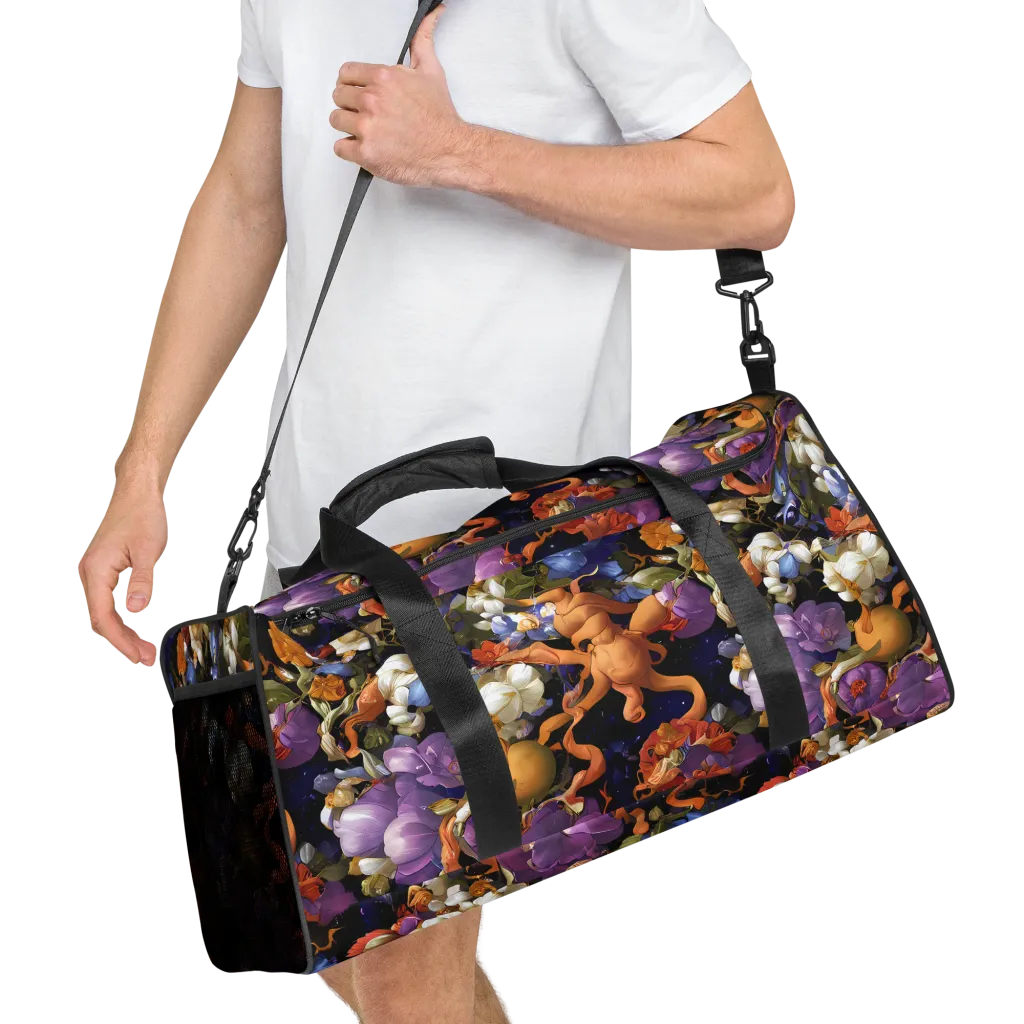 Blooming Cosmos on Duffle Bag — Right Front