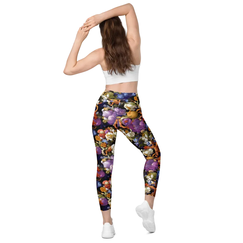 Blooming Cosmos on Leggings with Pockets — Back