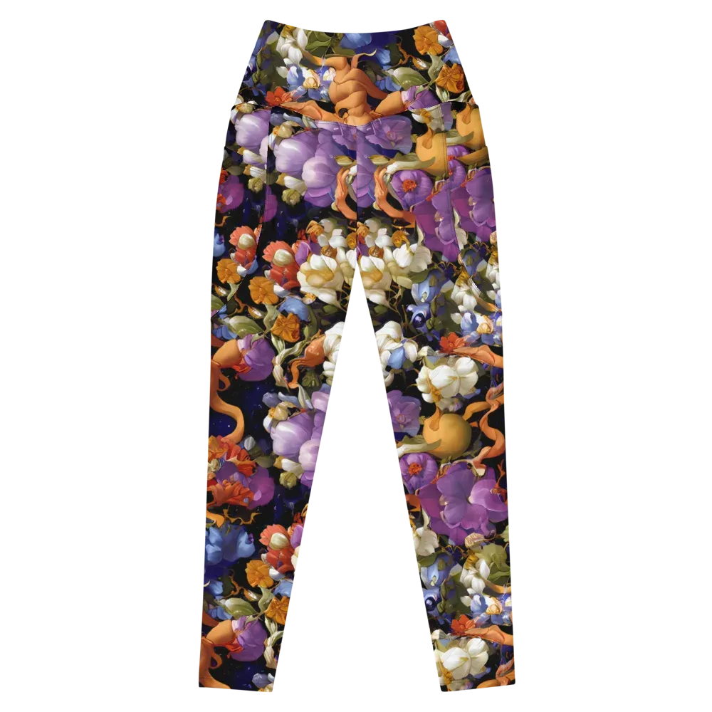 Blooming Cosmos on Leggings with Pockets — Front