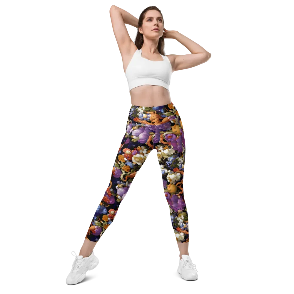 Blooming Cosmos on Leggings with Pockets — Front