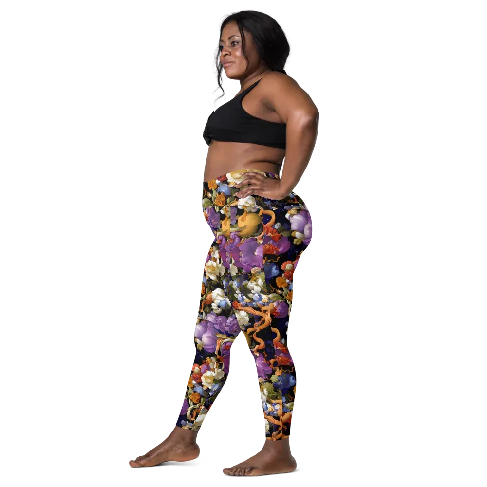 Blooming Cosmos on Leggings with Pockets — Left