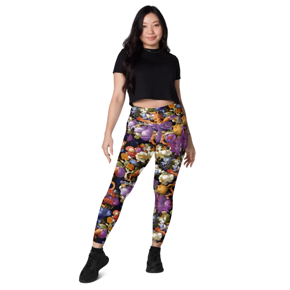 Blooming Cosmos on Leggings with Pockets — Front