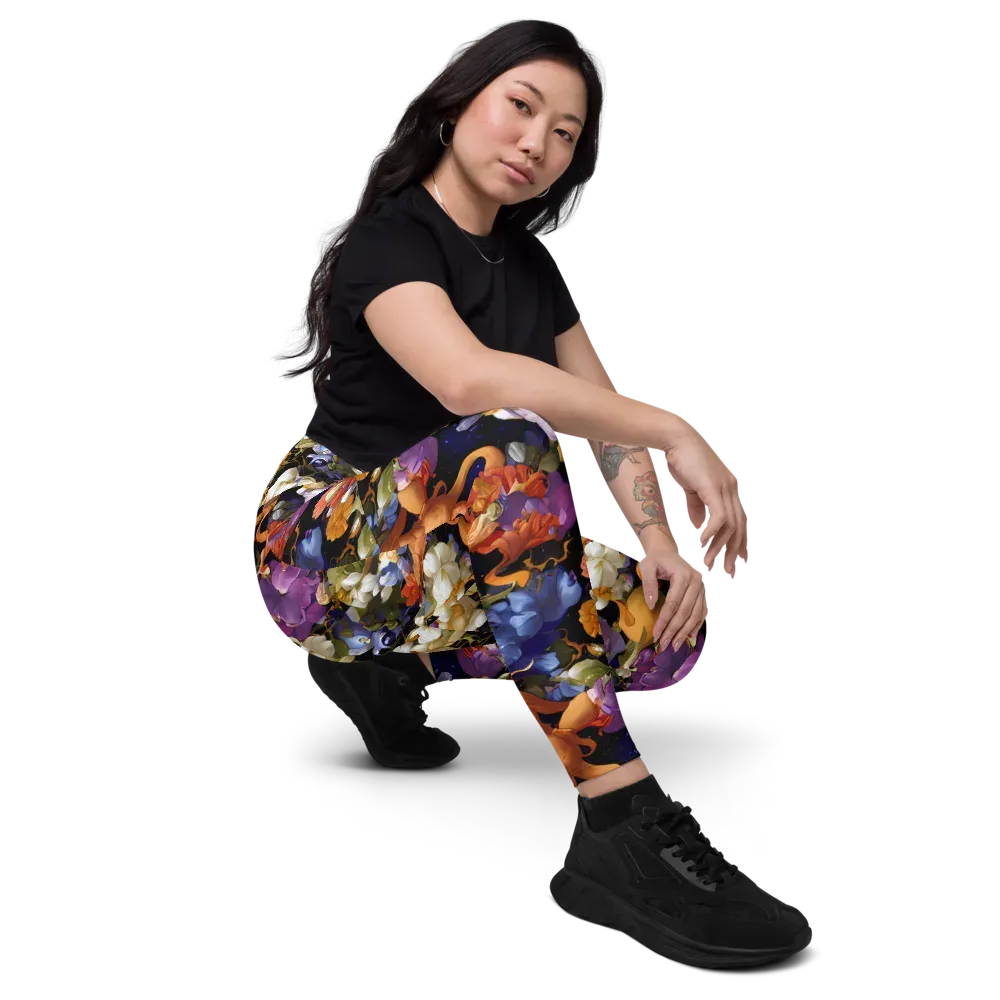 Blooming Cosmos on Leggings with Pockets — Right Front