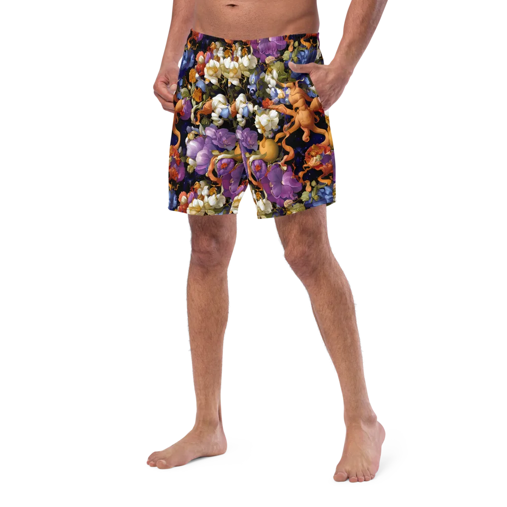 Blooming Cosmos on Swim Trunks — Left Front