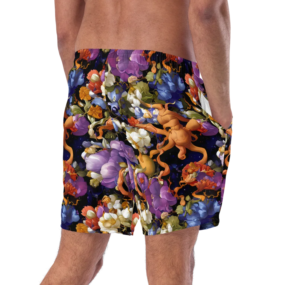 Blooming Cosmos on Swim Trunks — Right Back