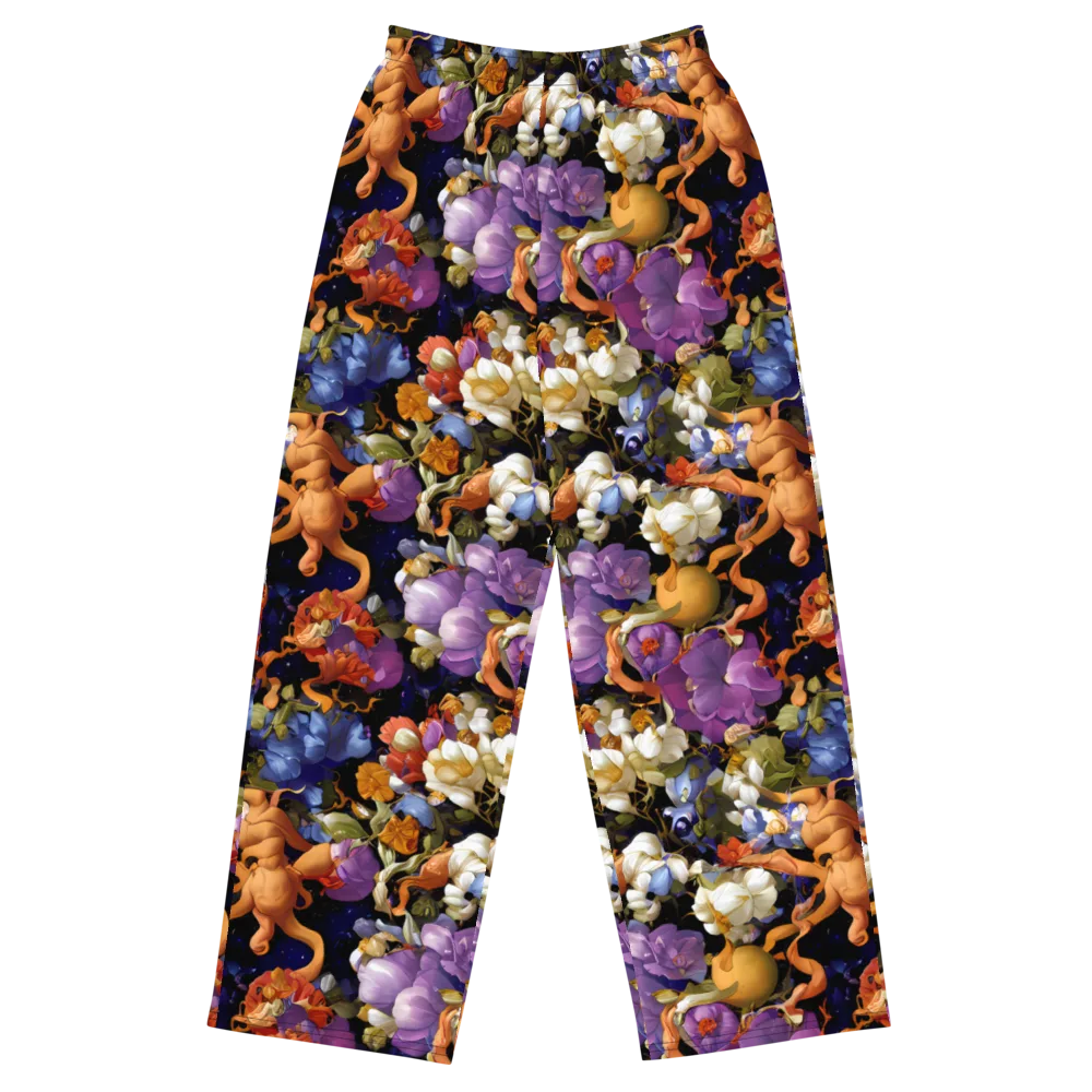 Blooming Cosmos on Wide-Leg Pants — Front