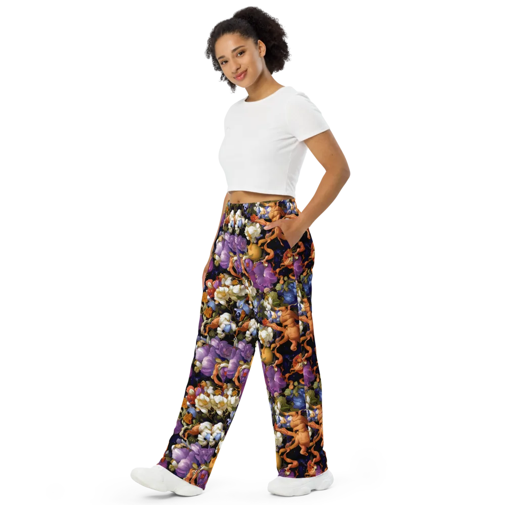 Blooming Cosmos on Wide-Leg Pants — Left Front