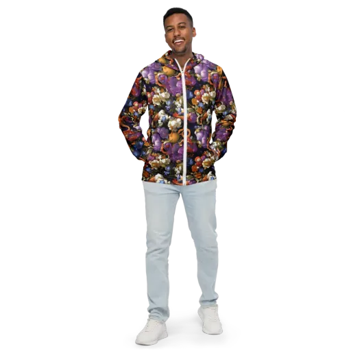 Blooming Cosmos on a Men's Windbreaker