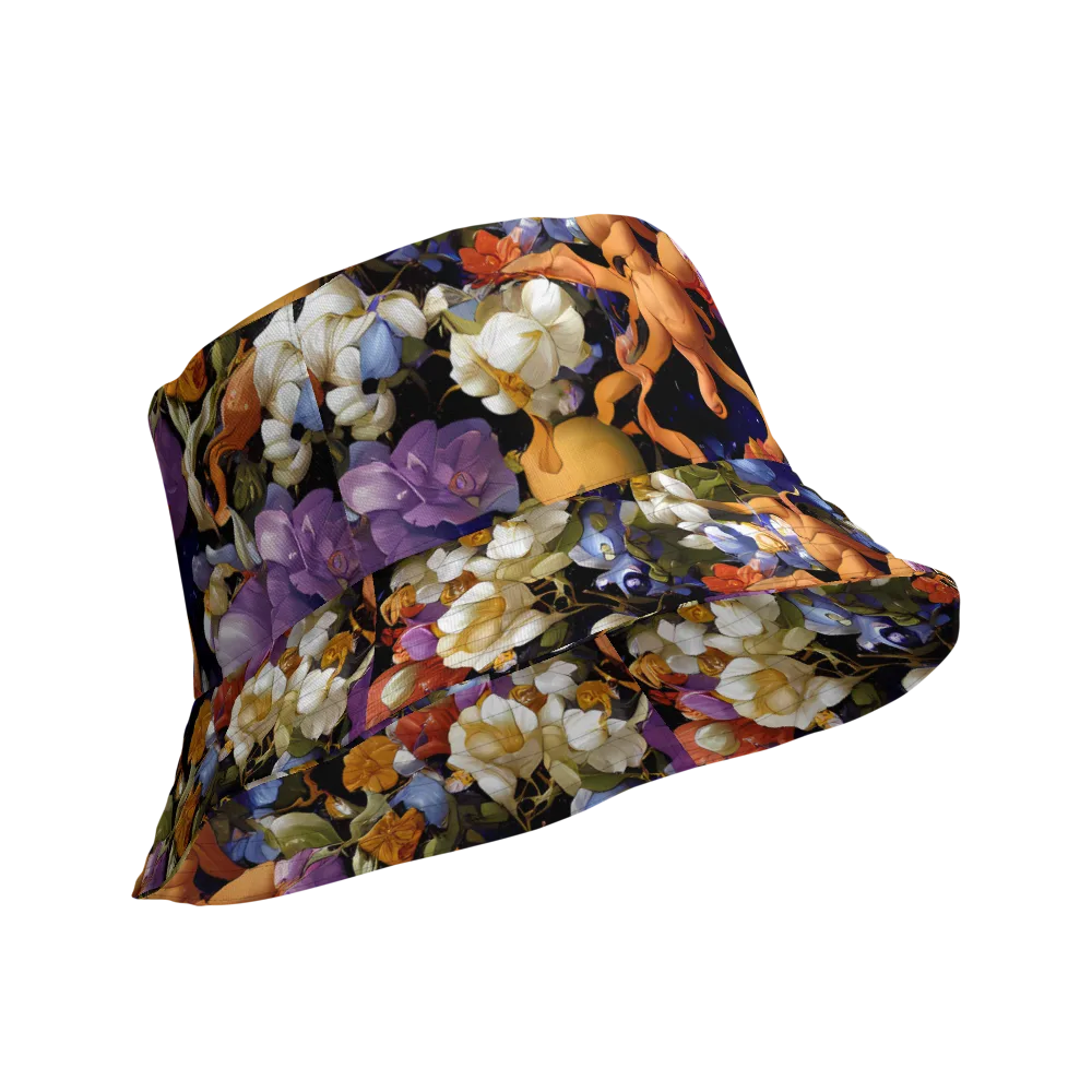 Blooming Cosmos on Reversible Bucket Hat — Product details Outside