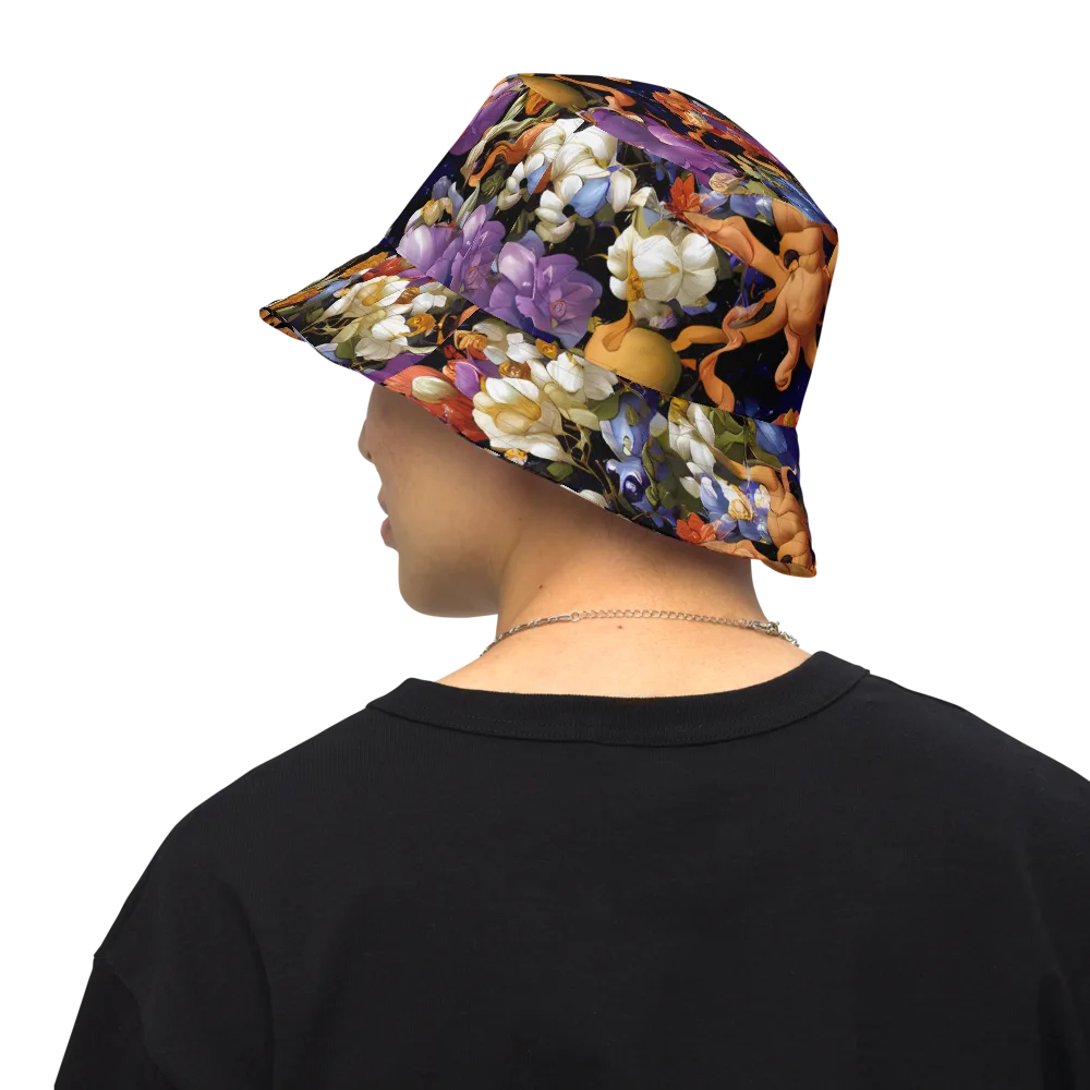 Blooming Cosmos on Reversible Bucket Hat — Back Inside