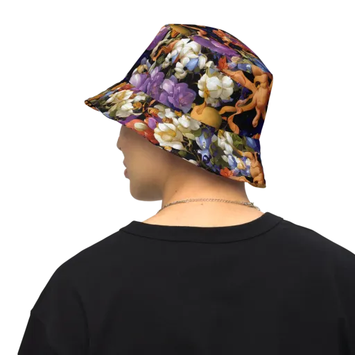 Blooming Cosmos on a Reversible Bucket Hat