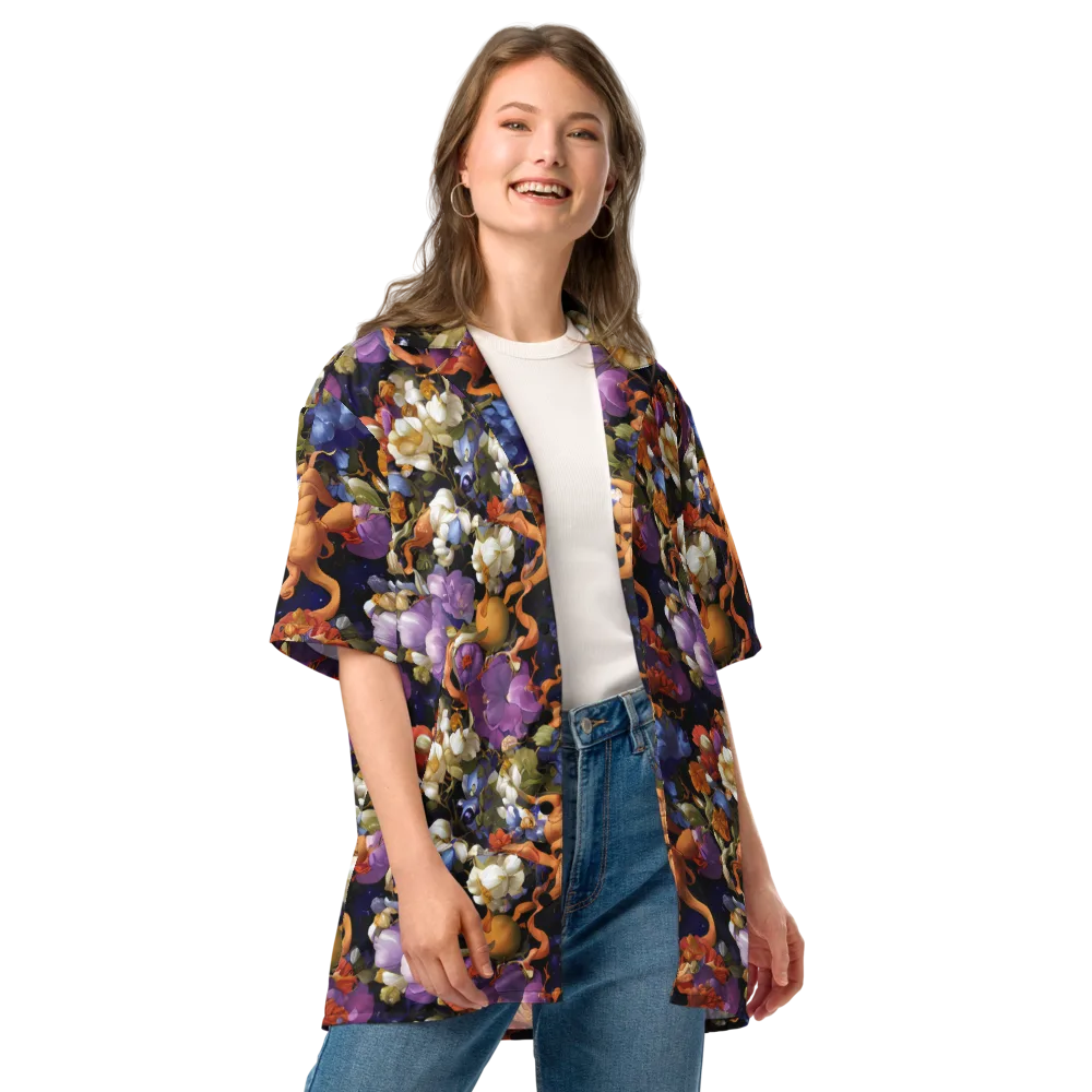 Blooming Cosmos on Button Shirt — Front
