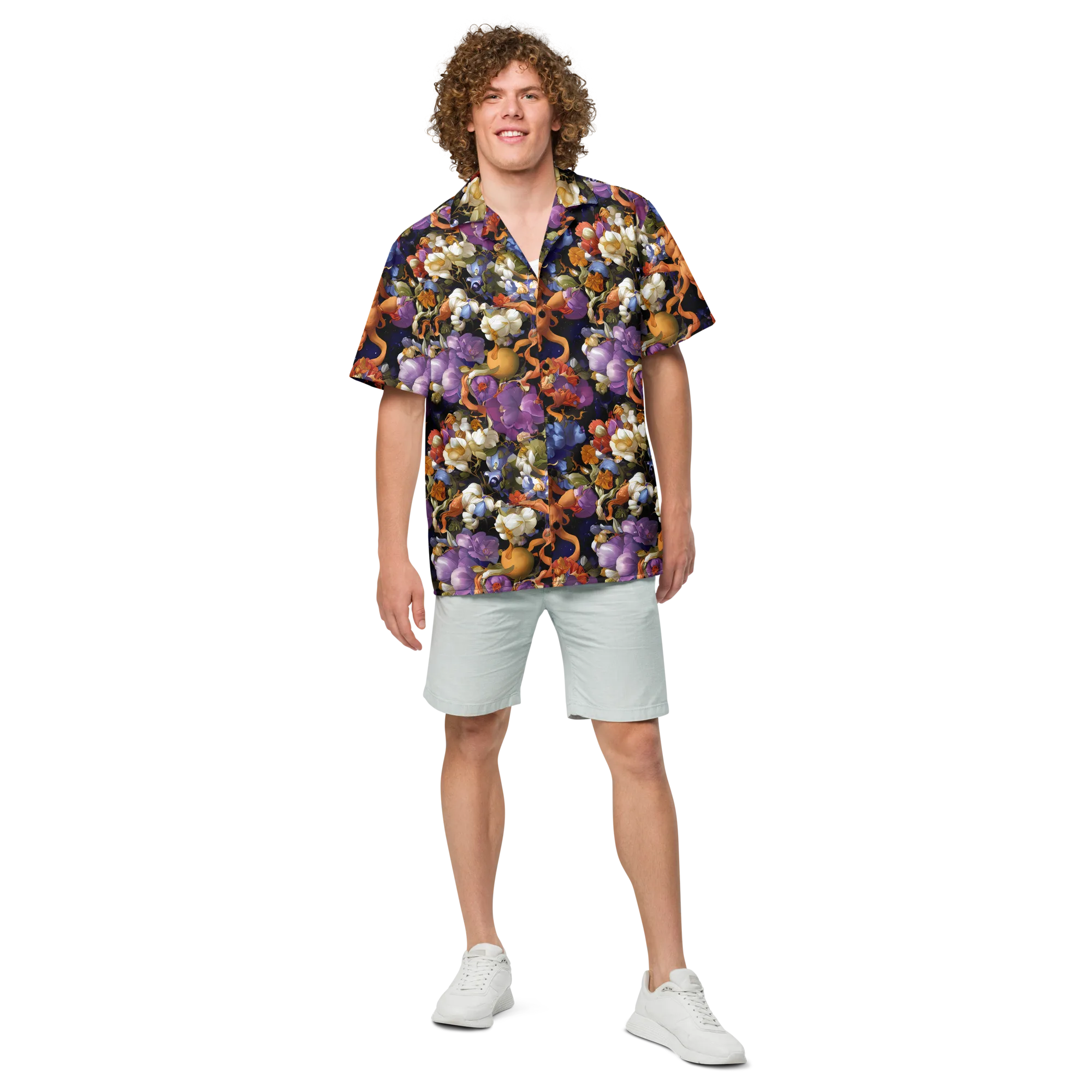 Blooming Cosmos on Button Shirt — Front