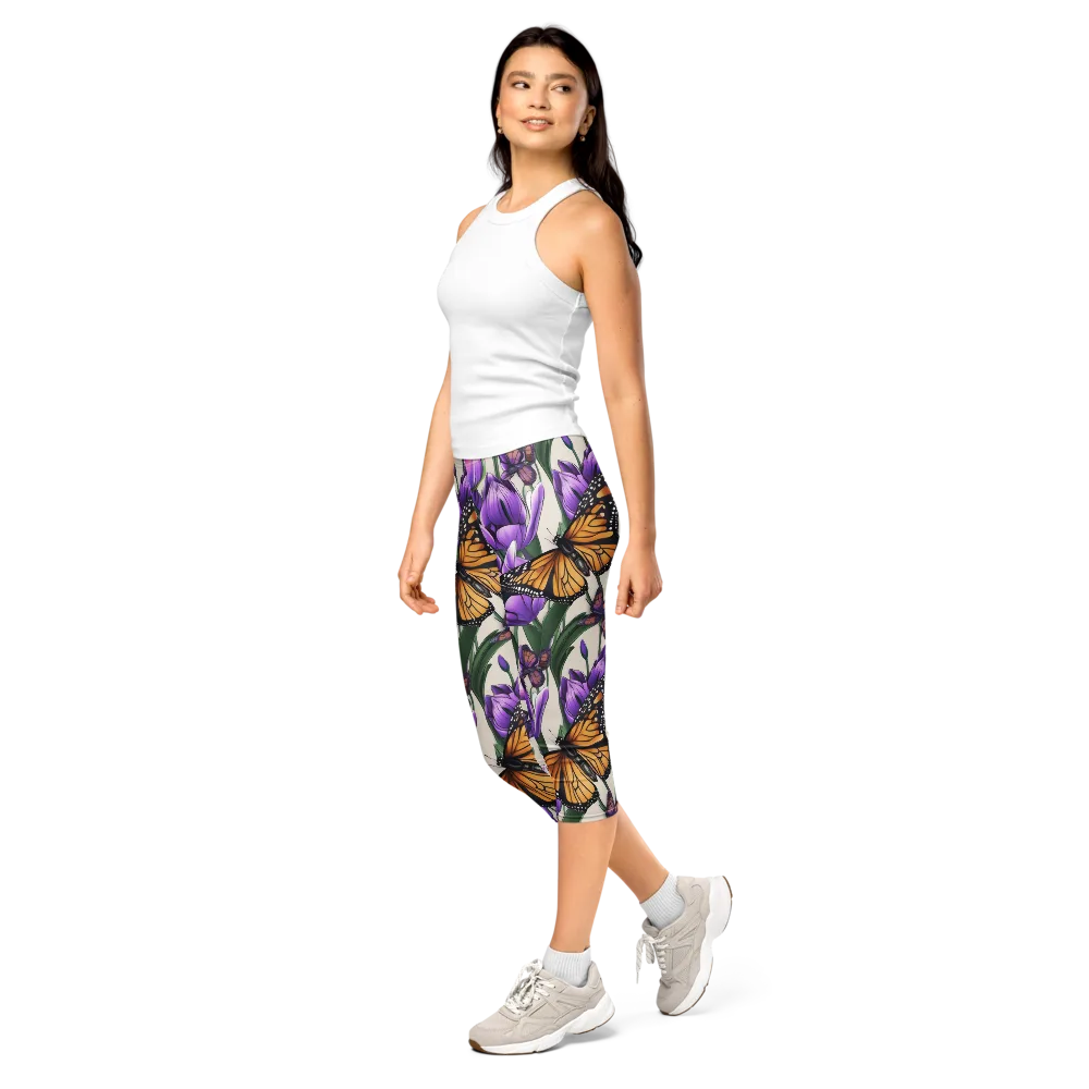 Tulip Wingbeat on Capri Leggings — Left Front