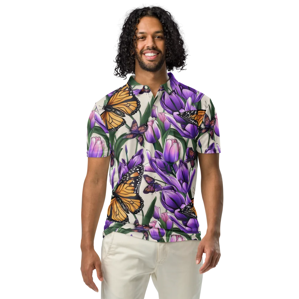 Tulip Wingbeat on Men's Slim Fit Polo Shirt — Front