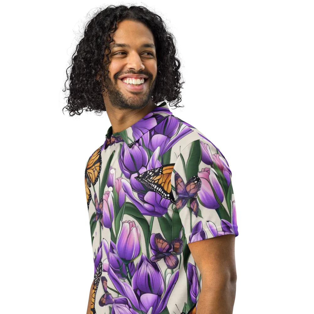 Tulip Wingbeat on Men's Slim Fit Polo Shirt — Left Front