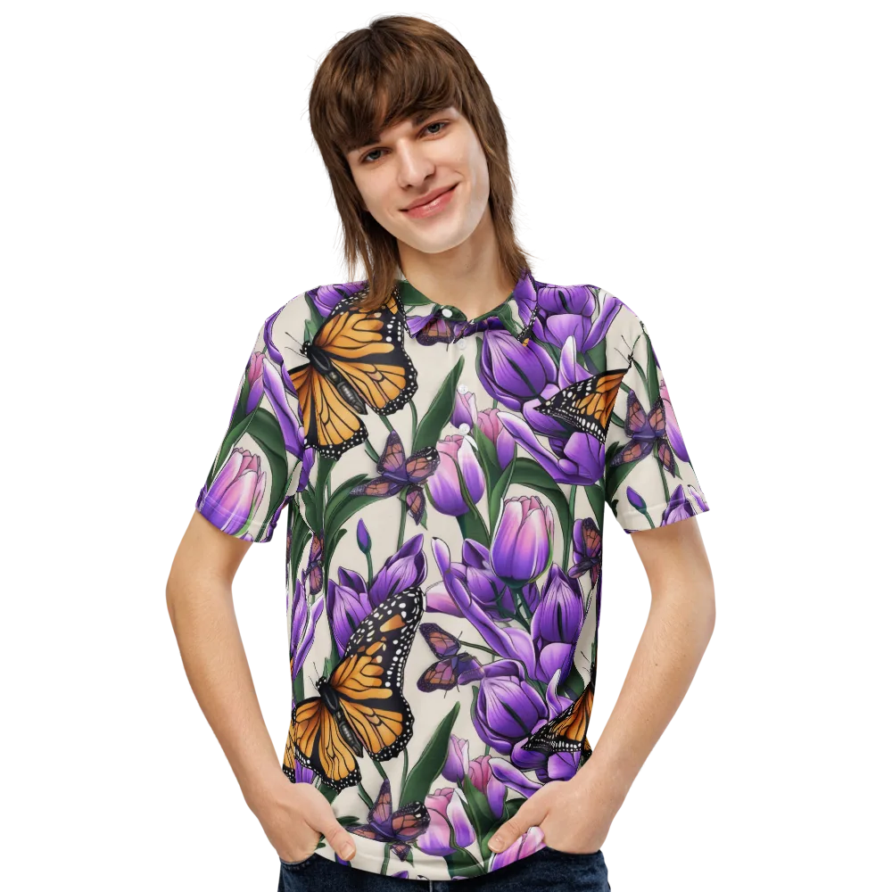 Tulip Wingbeat on Men's Slim Fit Polo Shirt — Front