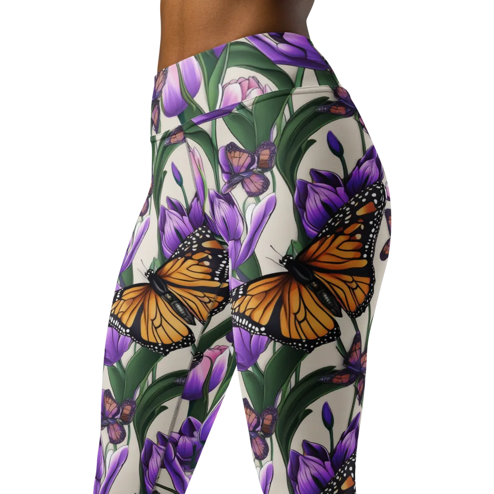 Tulip Wingbeat on Yoga Leggings — Left Front