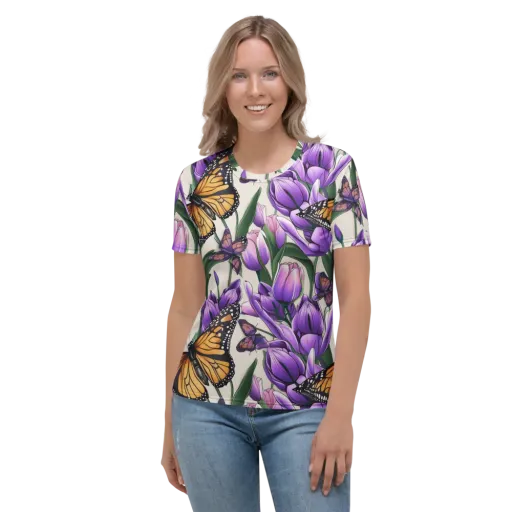 Tulip Wingbeat on a Women's Crew Neck T-Shirt